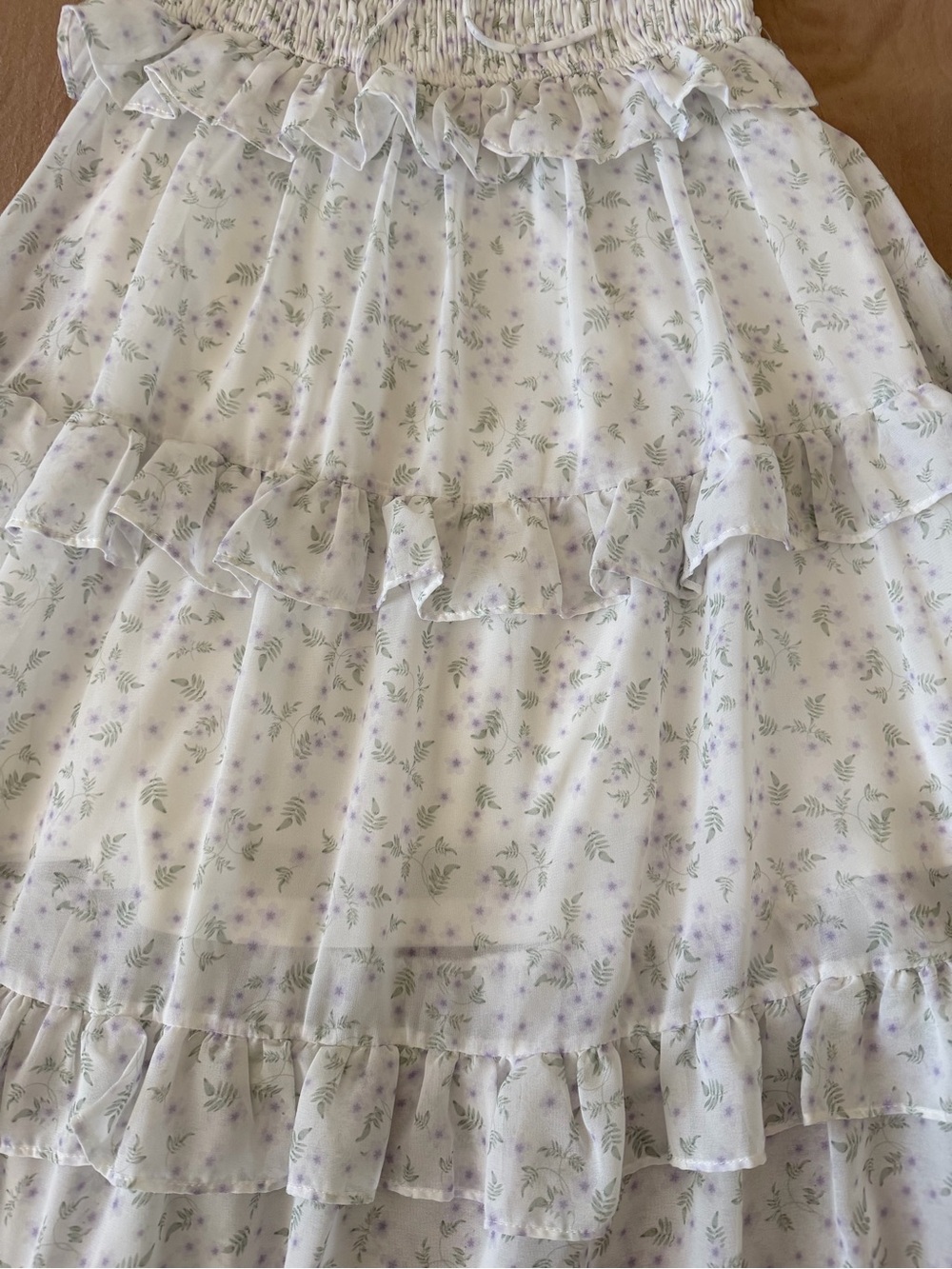 Off-Shoulder White Tiered Floral Ruffle Maxi Dress - Picture 3 of 9